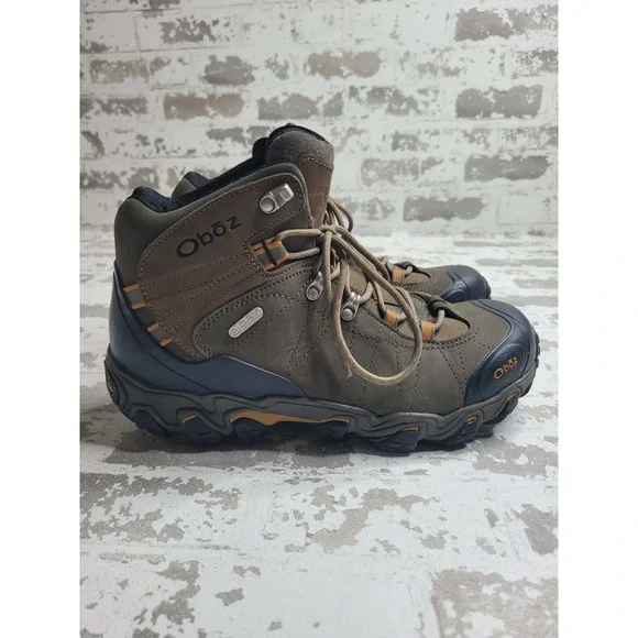 Men's 10.5 W Oboz Bridger Mid B-DRY Sudan Brown Leather Hiking Boots Waterproof - Picture 8 of 8